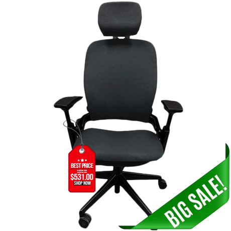 OfficeLogixShop Office Chairs Steelcase Leap V2 Chair with Headrest Saving Bundle