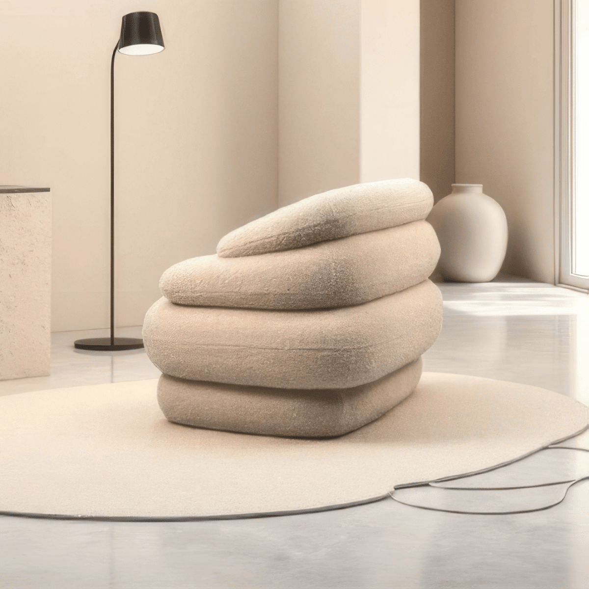 Soar Sculptural Swivel Sofa in Faux Shearling - Office Logix Shop