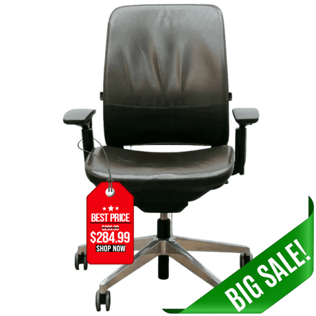 Steelcase Amia Brown Leather - Platinum Frame (Refurbished) - Office Logix Shop