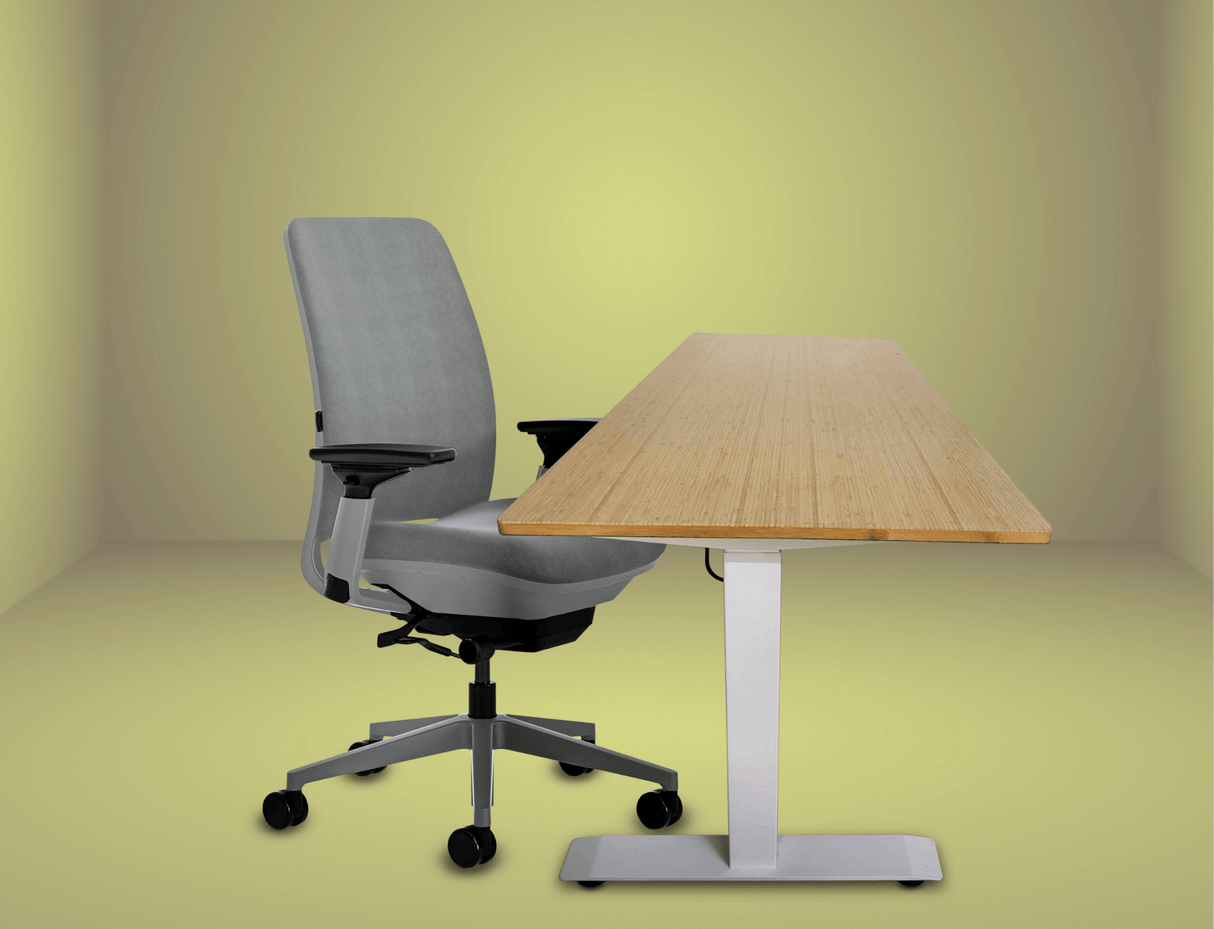 Steelcase Amia Chair and Herman Miller Top Bamboo Standing Desk Bundle - Office Logix Shop