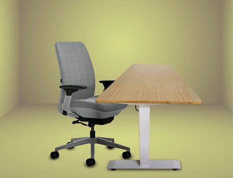 Steelcase Amia Chair and Herman Miller Top Bamboo Standing Desk Bundle - Office Logix Shop