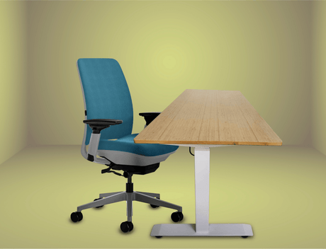 Steelcase Amia Chair and Herman Miller Top Bamboo Standing Desk Bundle - Office Logix Shop