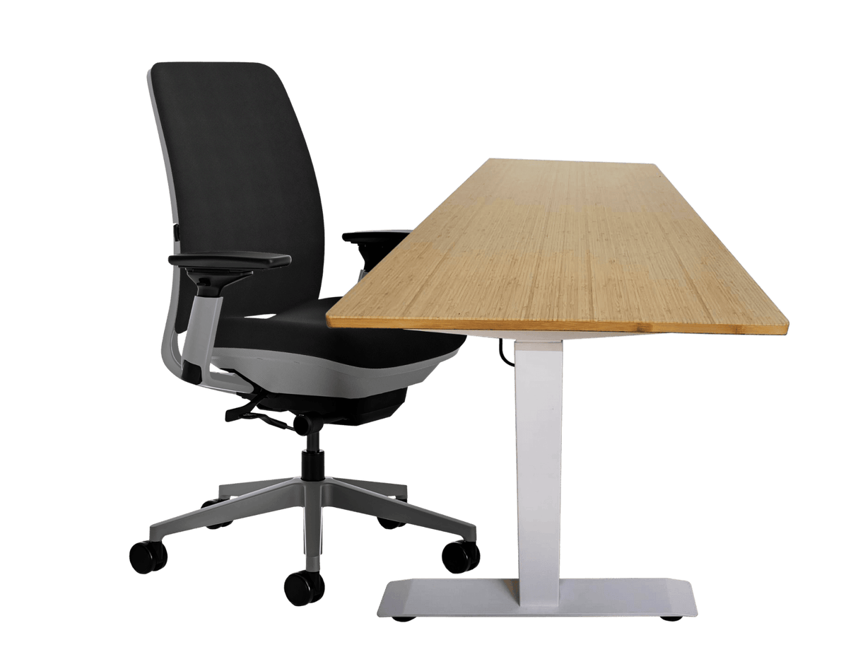 Steelcase Amia Chair and Herman Miller Top Bamboo Standing Desk Bundle - Office Logix Shop