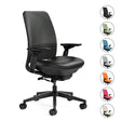 Refurbished Steelcase Amia black ergonomic task chair with adjustable arms and multiple color options