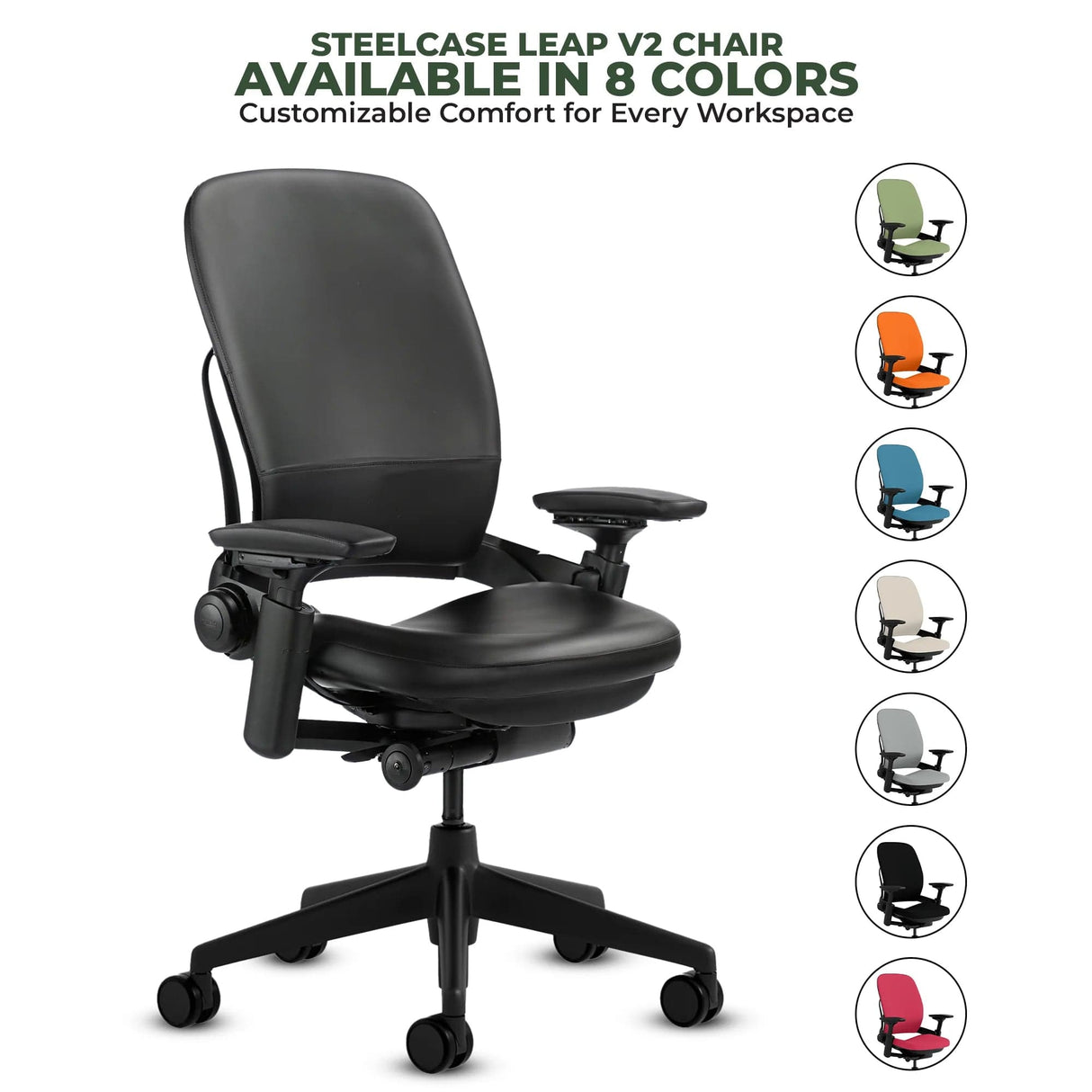 Steelcase Leap V2 Chair - Black Base & Frame | OfficeLogixShop Steelcase Leap V2 Chair - Black Base & Frame | OfficeLogixShop