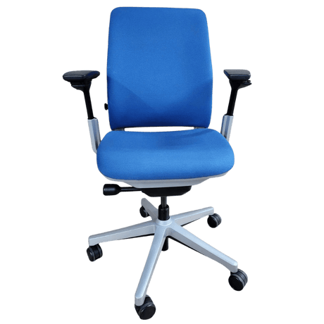 Steelcase Office Task Chair Blue Fabric - Titanium Frame Steelcase Amia Task Chair (Platinum Frame) Fully Renewed