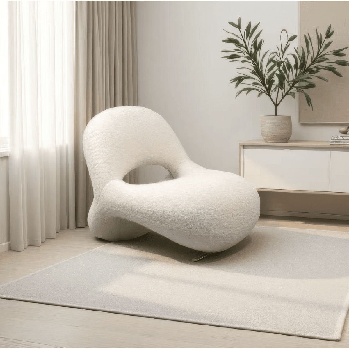 Three - Body Sculptural Lounge Chair in Faux Shearling - Office Logix Shop