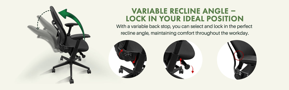 Steelcase Leap V2: Variable recline angle: lock in your ideal position